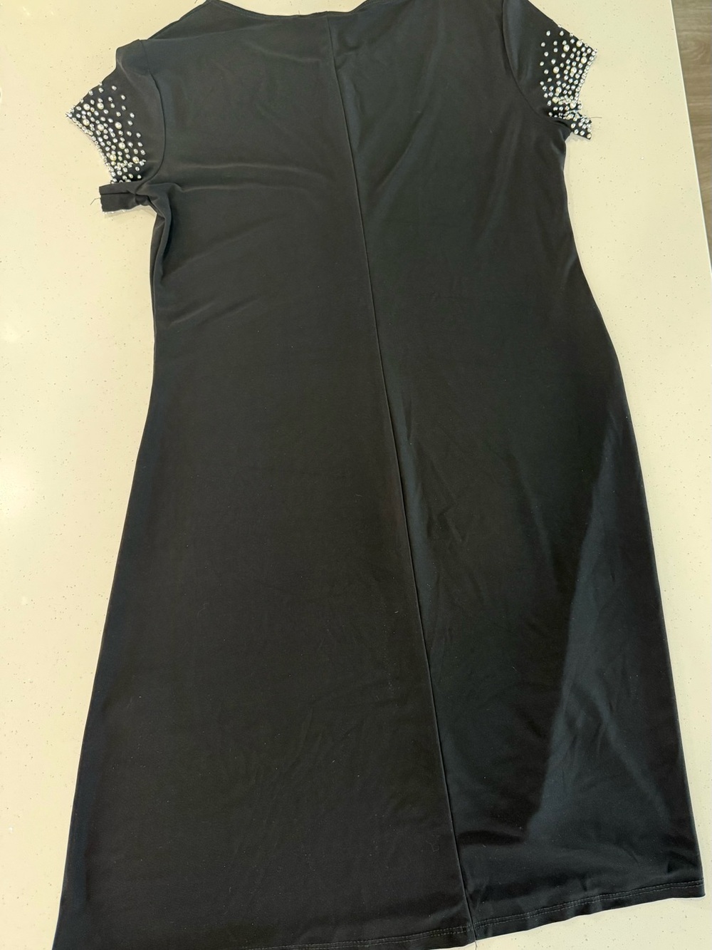 Nik & Nash Classic Black Short-Sleeve Dress with Embellished Sleeves